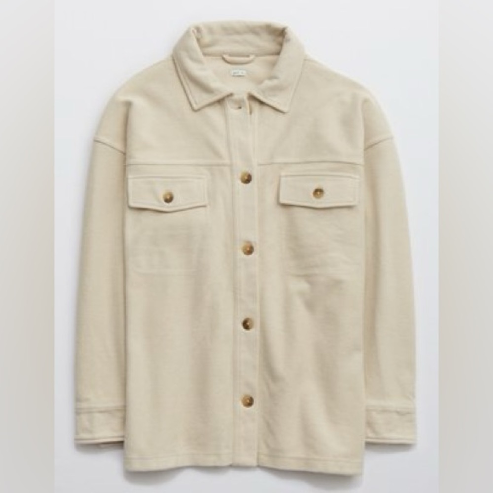 Aerie luxe shacket color soft oat size medium